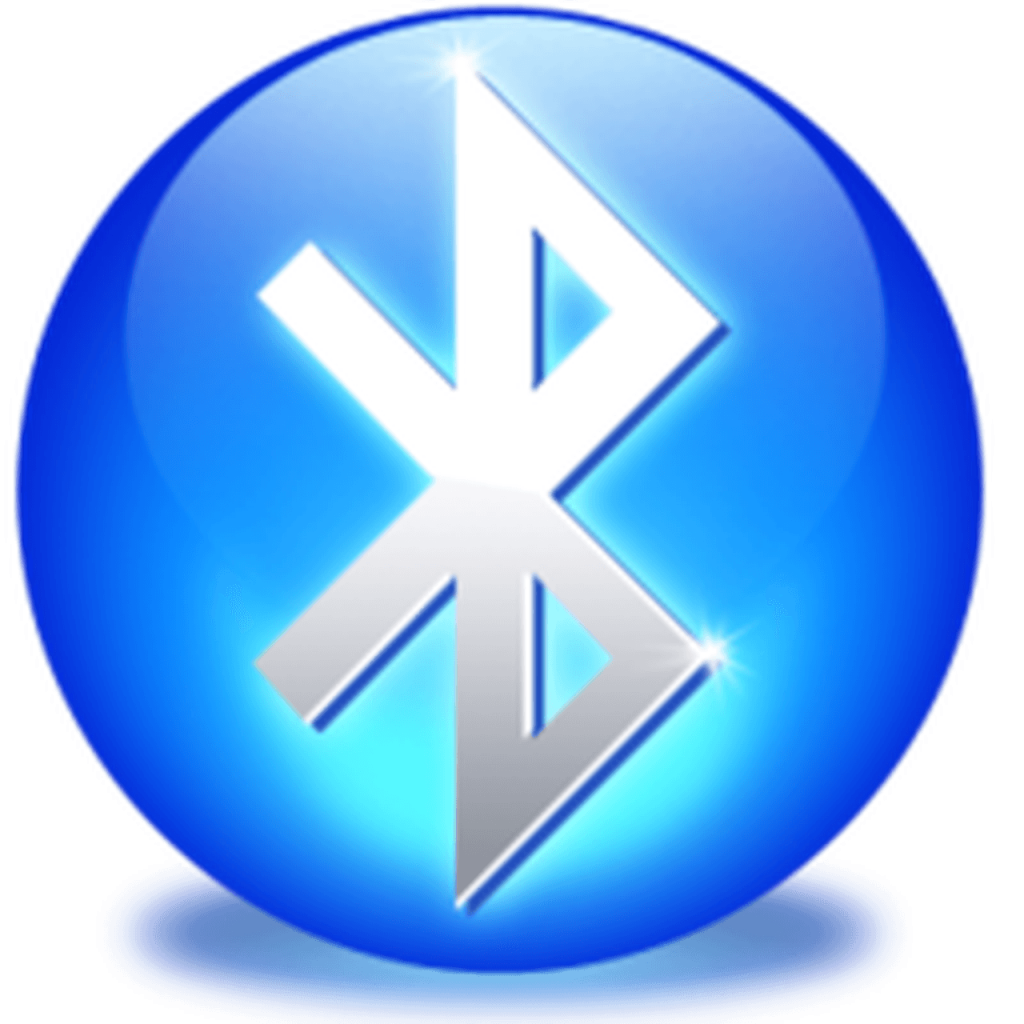 Blue colour button with a white colour bluetooth logo.